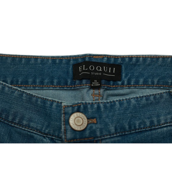 Eloquii wide leg high rise‎ jeans boho hippie fringe embroidery sz 16 - Picture 5 of 8